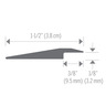 1/8″ (3.2 mm) Vinyl Reducer – GREY – (ST-048) – 1-1/2″ (3.8 cm) W1, 3/8″ (9.5 mm) W2 x 12 ft. (3.7 m) L 3